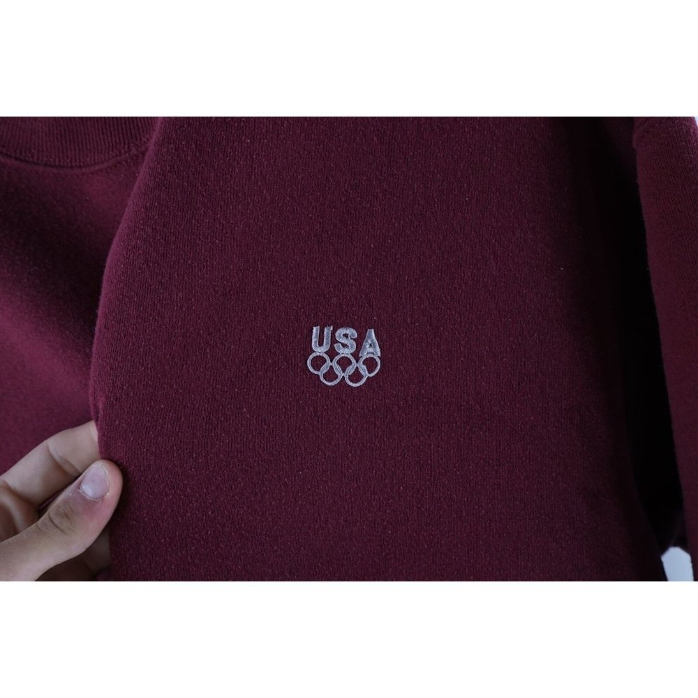 Vtg 90s USA Olympics Mens Large Faded Spell Out Crewneck Sweatshirt Burgundy USA - Picture 5 of 9